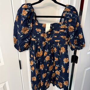 Abercrombie & Fitch Navy and Brown Floral Mini Dress